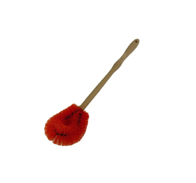 Bowl Brush - Orange Plastic Bristles, Plastic Handle