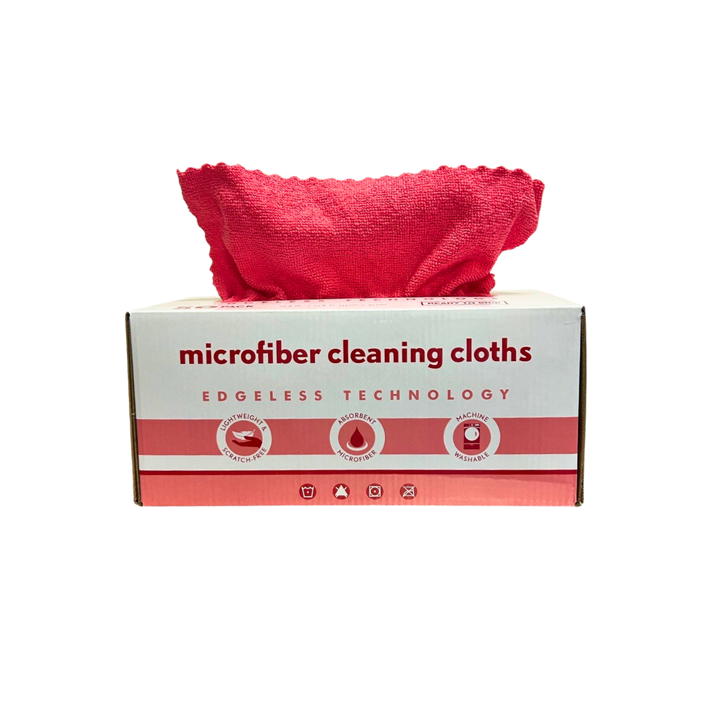 Disposable Microfiber Cloths - 12 x 12 Red- Box of 50