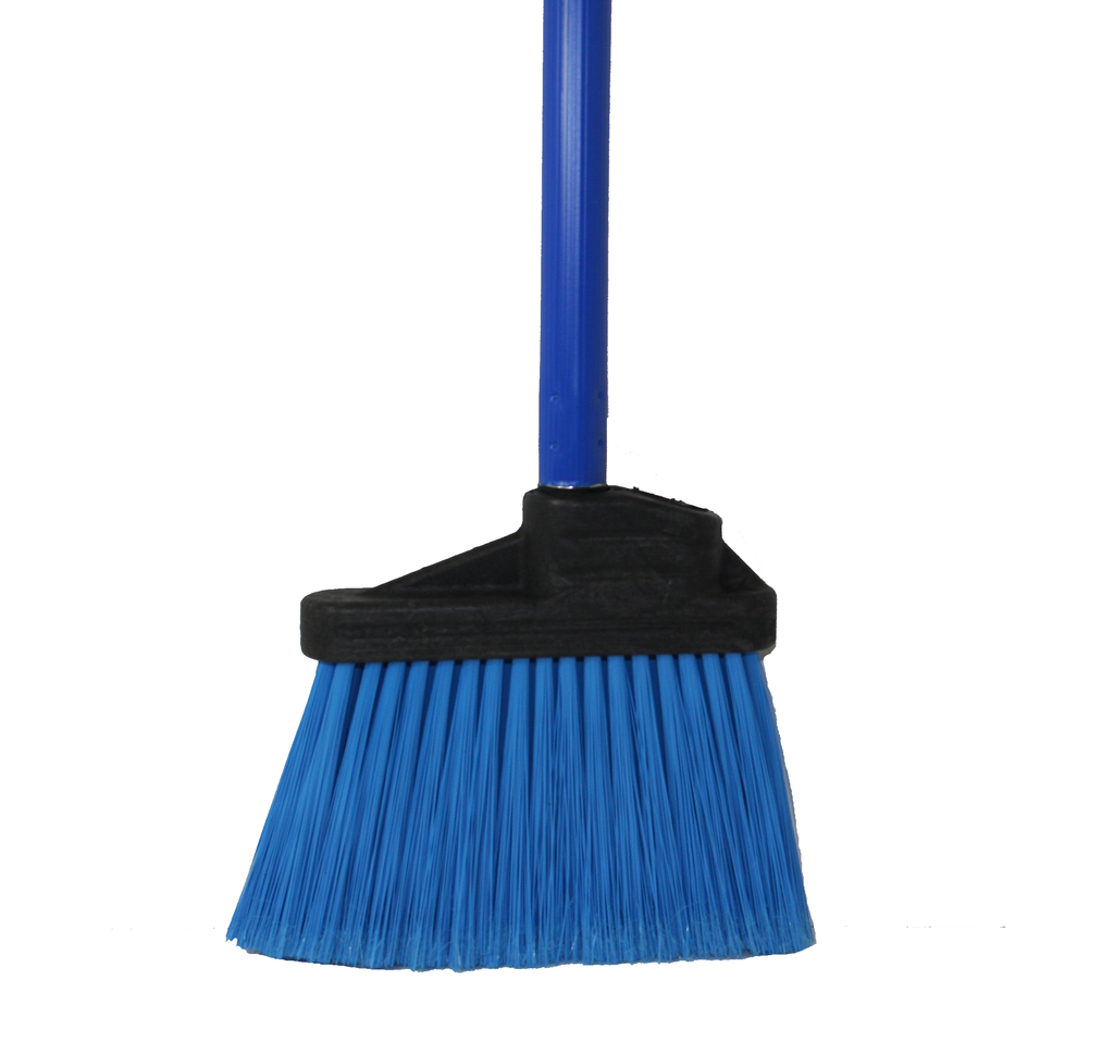 Lobby Broom - 4' Blue Metal Handle- Blue Flagged