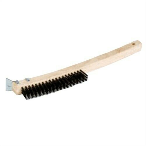 Curved Handle Style Wire Scratch Brush with Scraper - 14"