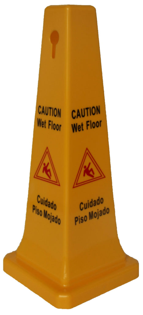 Wet Floor Cone 25" Tall 4 Sided Bilingual
