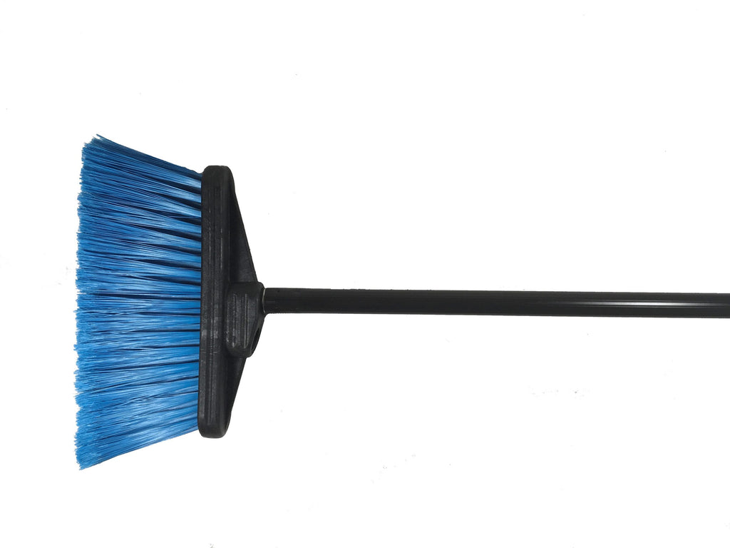 Light Sweep Upright Broom Flagged - 4" Trim Blue - Head And Black Handle