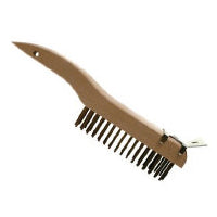 Shoe Handle Style Wire Scratch Brush with Scraper - 10"